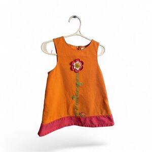 Gymboree Orange Appliqué Baby Toddler Dress Growing Flowers Daisy Days 12-18M